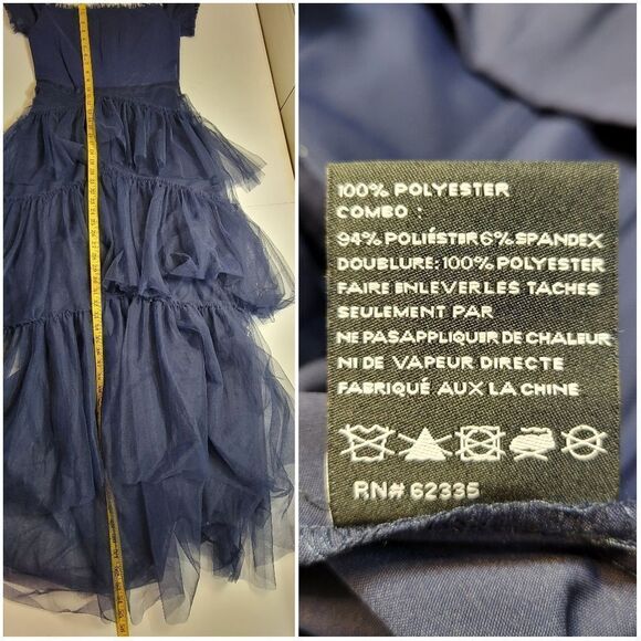 Betsy & Adam Navy Blue Off-Shoulder Formal See Through Corset Prom Dress - Picture 16 of 16